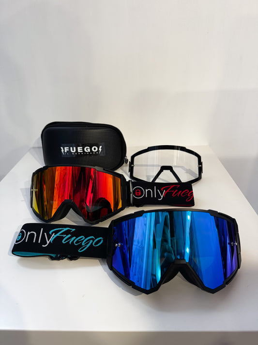 Mascherine del Messicano (Doppia Lente) rosso fuego e blu bikelife