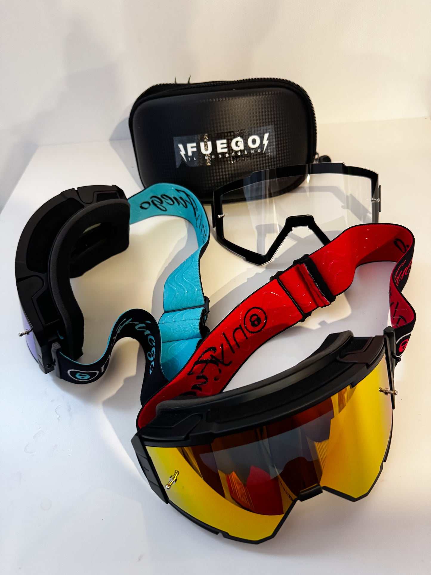 Mascherine del Messicano (Doppia Lente) rosso fuego e blu bikelife